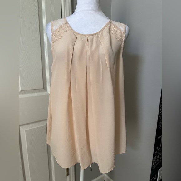 Cynthia Rowley 100% Silk Top, Lace, sleeveless, blush pink, Large - Picture 1 of 5